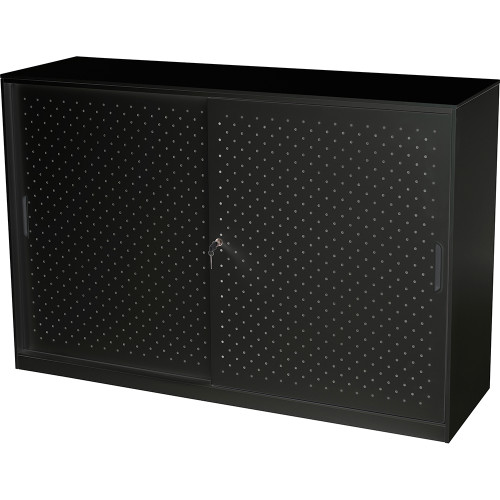 Rapidline Go Perforated Sliding Door Cupboard 1530W x 473D x 1016mmH Black