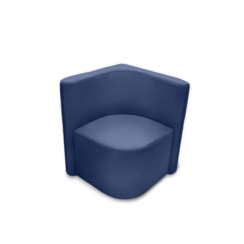 K2 Marbella Columbus Curved Square Corner Chair With Low Back Blue PU Leather