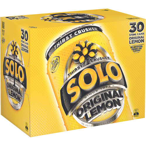 Solo Original Lemon 375ml Cans, Pack of 30