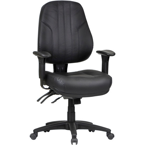 Rover Low Back 4 Lever Multi Shift Chair With Arms Black Leather