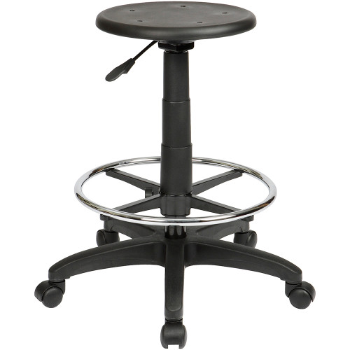 State ST008 Industrial Drafting Stool 570-820mmH Chrome Foot Ring Black PU
