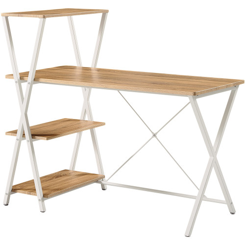 Sylex Texarkana Computer Desk With Side Shelving 1200W x 650D x 1100mmH Oak And White