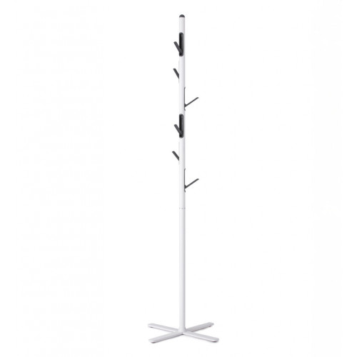 Kolo Coat Stand - Finished In White Powdercoat With Black Poly Foldaway Hooks And Top Cap 500mm W x 500mm D x 1730mm H