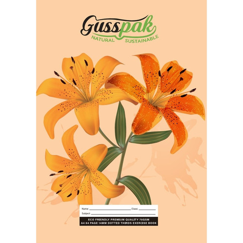 Gusspak Premium Exercise Book A4 14mm Dotted Thirds 64 Page with Red Margin FSC 70gsm
