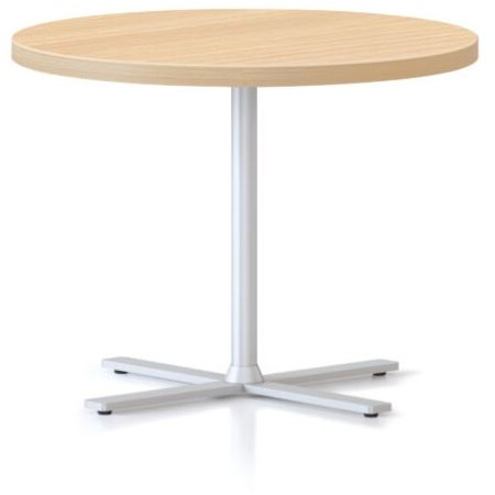 Kolo Side & Coffee Table,600DIAM X 457H 25MM Natural Oak Table Top,White Satin P/C Base
