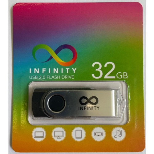 INFINITY USB 2.0 32GB FLASH DRIVE WITH STAINLESS STEEL ROTATING COVER