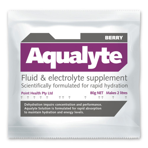 Aqualyte Electrolyte Powder Berry Flavoured Sachets 80g, Box of 100