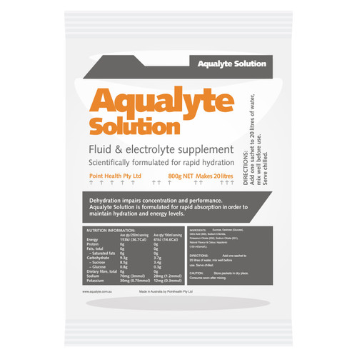 Aqualyte Electrolyte Powder Orange Flavoured Sachets 800g, Box of 10