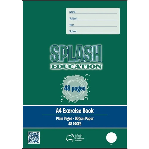 Splash A4 48pg Plain Exercise Book