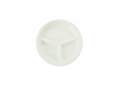 260mm Sugar Cane 3-Compartment Plate, Pack of 20