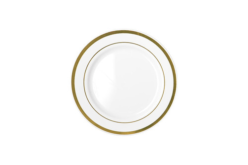 190mm Heavy Duty White Lunch Plate With Gold Lining Pk6