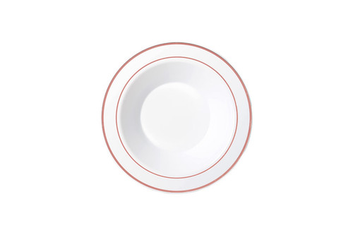 190mm Heavy Duty White Bowl With Rose Gold Lining, Pack of 6