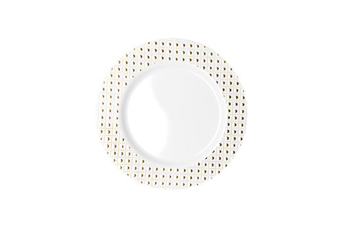 190mm Heavy Duty Lunch Plate With Gold Dot Rim, Pack of 6