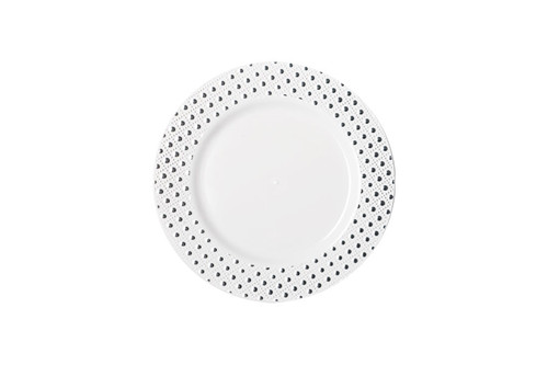 190mm Heavy Duty Lunch Plate With Silver Dot Rim, Pack of 6