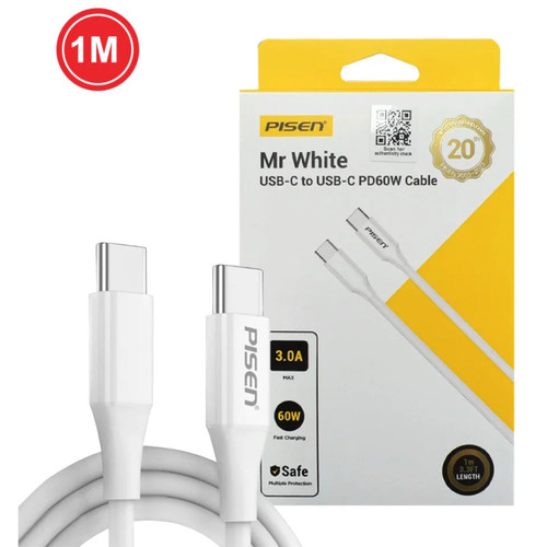 Pisen Mr White USB-C to USB-C PD 60W Cable (1M)