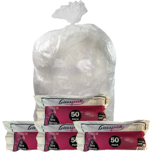Gusspak Rubbish Bags Premium White 27ltr Roll Of 50