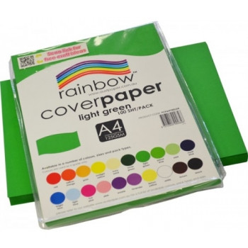 RAINBOW COVER PAPER 125GSM A4 Light Green, Pack of 500 sheets (5 packs of 100)