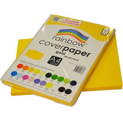 RAINBOW COVER PAPER 125GSM A4 GOLD Pack of 500 sheets (5 packs of 100)