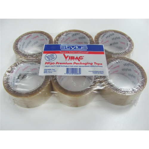 VIBAC 1090 PP30R Packaging Tape Clear 48mm x 75m, Carton of 36