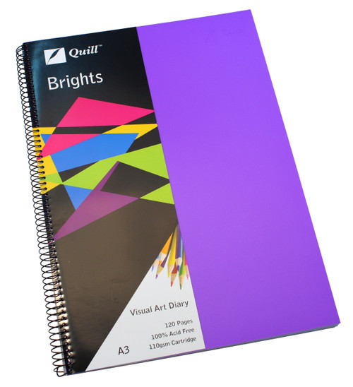 Quill Visual Art Diary PP 110gsm A3 120 Pages - Dark Purple (10783)
