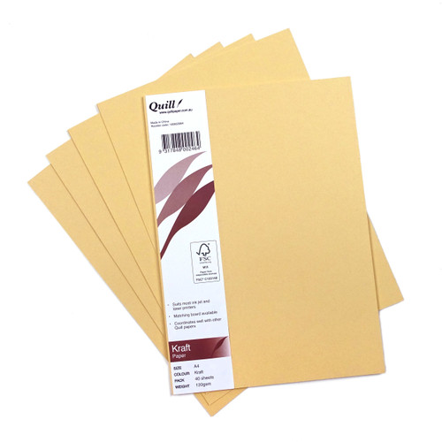 Quill Kraft Paper 120gsm A4, Pack of 40