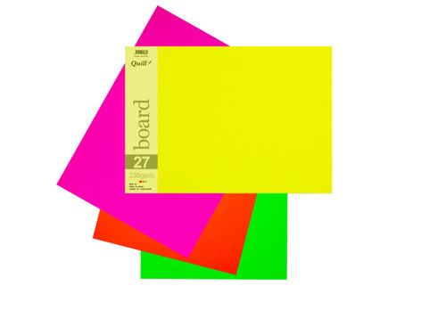 Quill Coloured Board 230gsm A3 - Fluoro Assorted, Pack of 15 (95336)