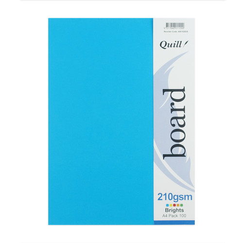 Quill Coloured Board 210gsm A4 - Brights Assorted, Pack of 100