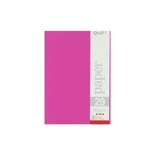 Quill Coloured Paper 80gsm A5 - Hot Assorted, Pack of 250 (95373)
