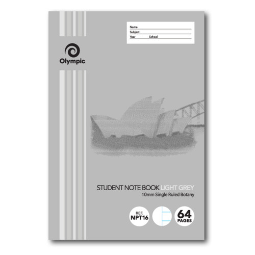 Olympic NSW Student Book NPT16 250 x 175mm 64 Page 10mm Botany Light Grey (197704)