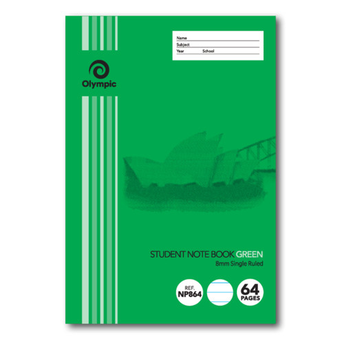 Olympic NSW Student Book NP864 250 x 175mm 64 Page 8mm Green (197745)