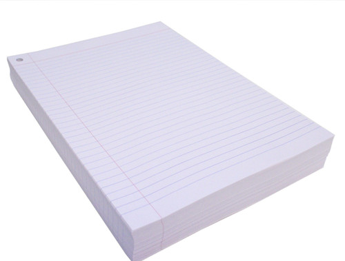 Quill Exam Paper Ruled 8mm 60gsm 1 hole punched A4 White, Ream of 500 (02560)
