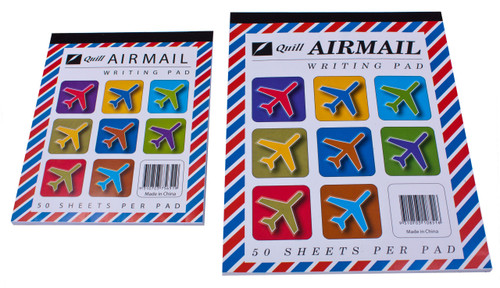 Quill Airmail Pad Ruled 60gsm 10" x 8" (259 x 200mm) 50 Leaf - White (01606)