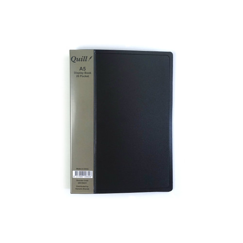 Quill Display Book Fixed PP A5 20 Pockets Portrait Black