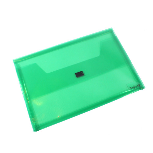 Bantex Translucent Document Wallet PP Foolscap Hook & Loop Closure - Green (28645)