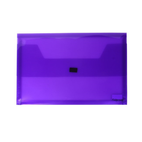 Bantex Translucent Document Wallet PP Foolscap Hook & Loop Closure - Purple (28650)