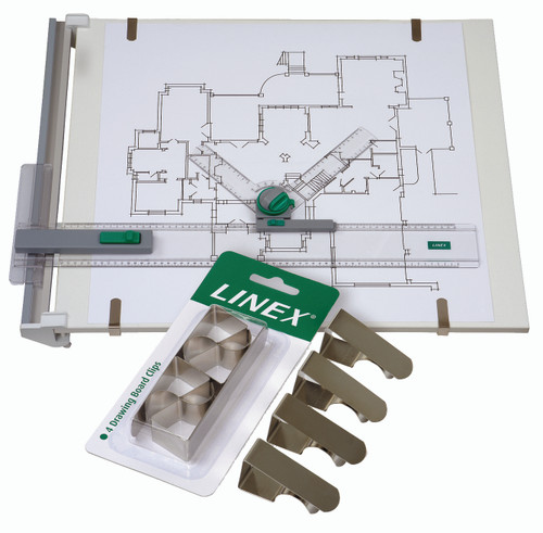 Linex Drawing Board Clips, Pack of 4