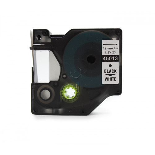 COMPATIBLE DYMO LABEL 45013 12mm BLACK/WHITE