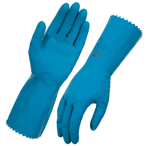 Ultra Touch Silverline Rubber Gloves, Blue - Size 9 (Large) Pair
