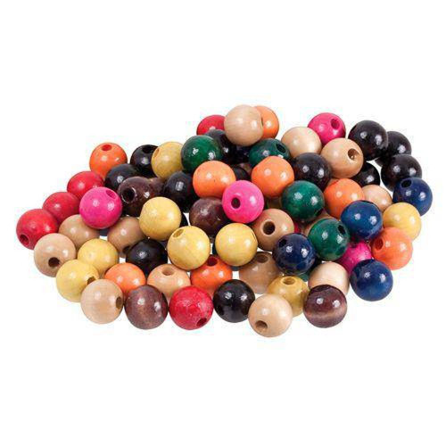 Beads Wooden Assorted Colours Pack of 100 - 16mm
