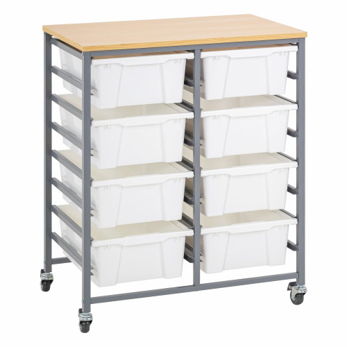Double Tote Tray Trolley Kits - Double Kit - White