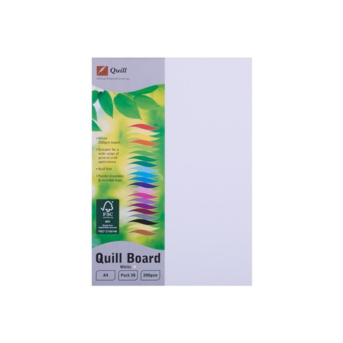Quill Pasteboard 200gsm A4 - White, Pack of 50 (90344)
