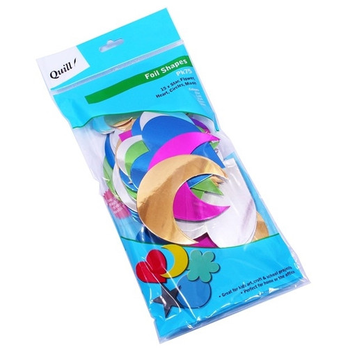 Quill Poster Board Foil Shapes Pack 75 - Assorted (90244)