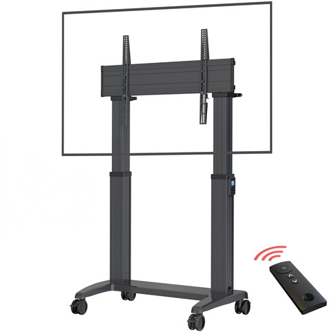 North Bayou Heavy Duty Electric Height Adjustable TV Trolley/ Cart 60" - 100" 136Kg