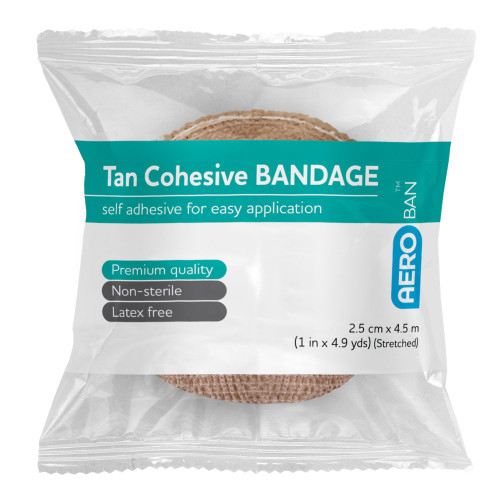 AEROBAN Tan Cohesive Bandage 2.5cm x 4.5M