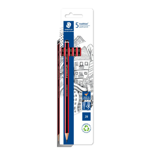 Staedtler 110 Tradition Graphite Pencils - 2B, Card of 5