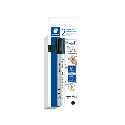 Staedtler 351 Lumocolor Whiteboard Marker Bullet Point - Black Card of 2