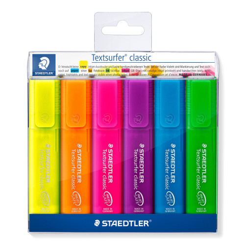 Staedtler 364 Textsurfer Classic Rainbow Colour Highlighters - Wallet of 6 Assorted