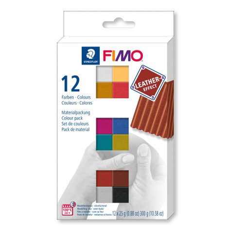 FIMO 8013 Colour Pack of 12 - 'Leather-Effect'