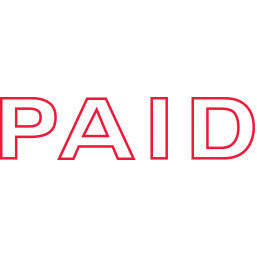 Shiny Pre-Inked Stamp - "PAID" Outline Text - Red
