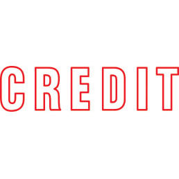 Shiny Pre-Inked Stamp - "CREDIT" Outline Text - Red